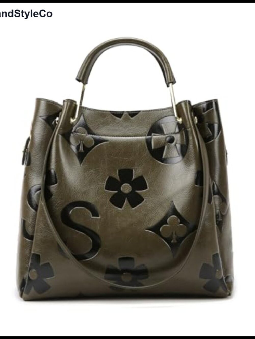Travistar Floral Faux Leather Top Handle Handbag Set Large Bucket Tote